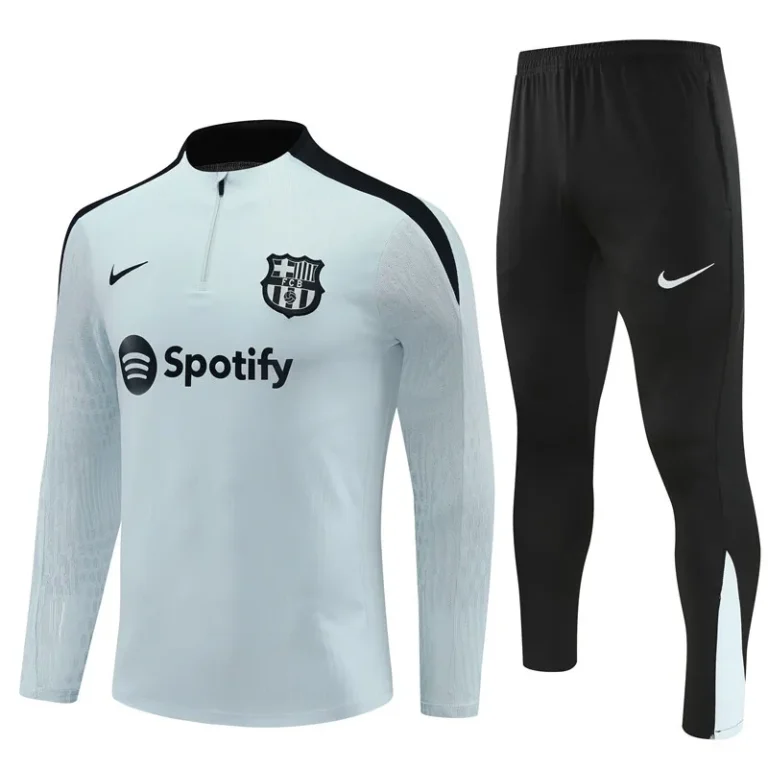 barcelona fc 2024 25 light grey black kid training suit 100 • XportsGears | Sportswear