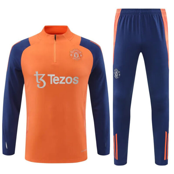 Manchester United 2024-25 orange navy kid training suit