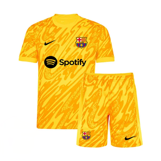 Barcelona FC 2024-25 yellow goalkeeper kid kit