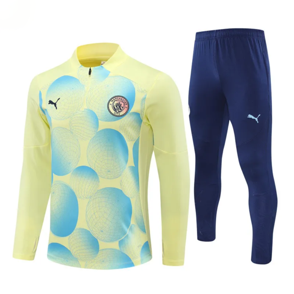 Manchester City 2024-25 yellow light blue kid training suit