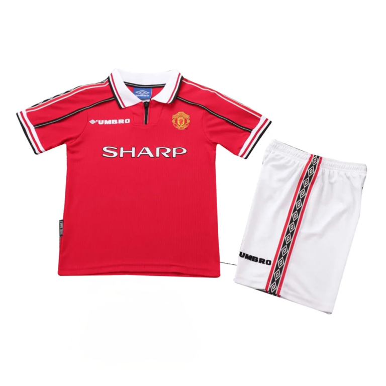 Manchester United 1998-99 home kid kit retro