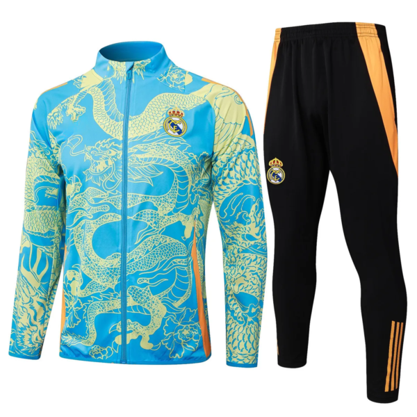 Real Madrid 2024-25 light blue yellow dragon tracksuit