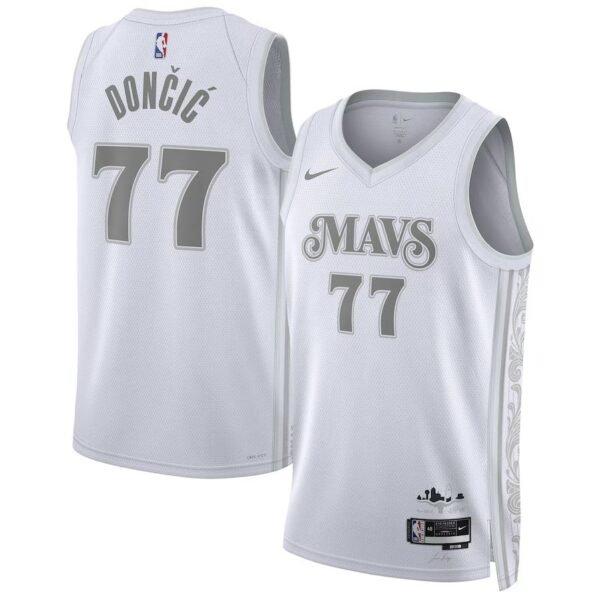 Dallas Mavericks 2024-25 white grey city edition doncic jersey