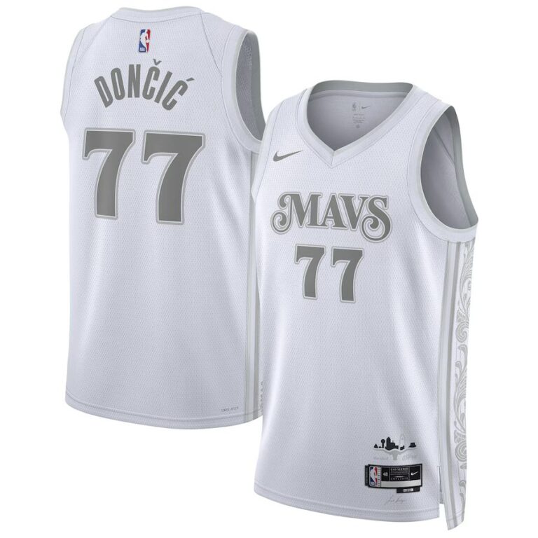 Dallas Mavericks 2024-25 white grey city edition doncic jersey