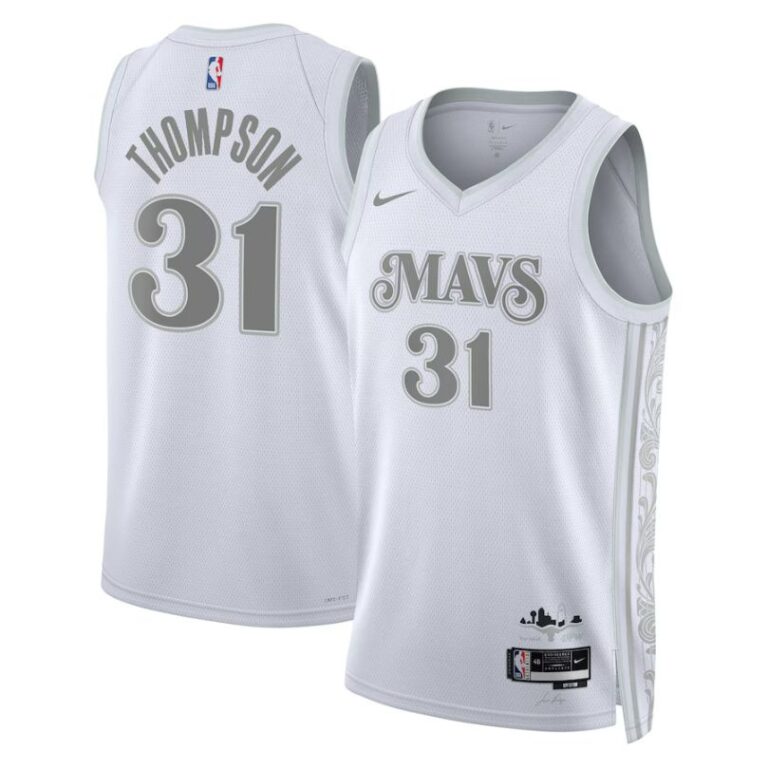 Dallas Mavericks 2024-25 white grey city edition thompson jersey