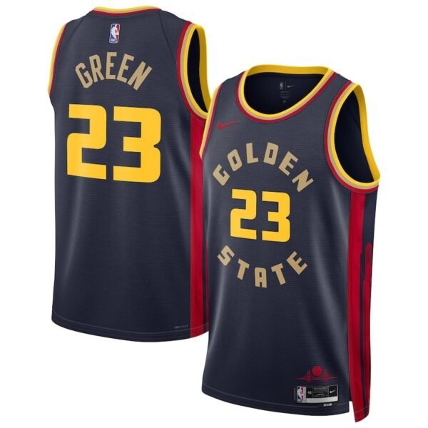 Golden State Warriors 2024-25 navy, city edition green jersey