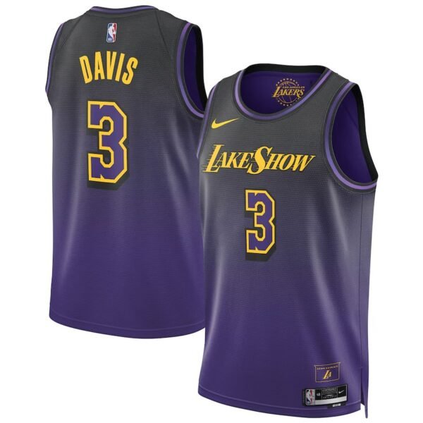 Los Angeles Lakers 2024-25 black purple, city edition davis jersey