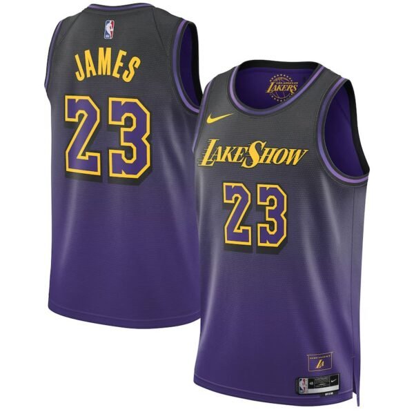 Los Angeles Lakers 2024-25 black purple, city edition lebron james jersey