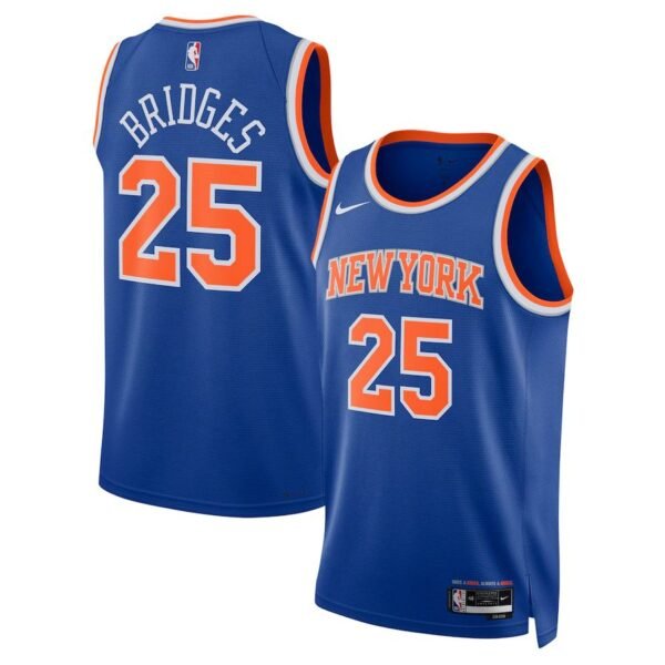 New York Knicks 2024-25 blue orange, icon edition bridges jersey