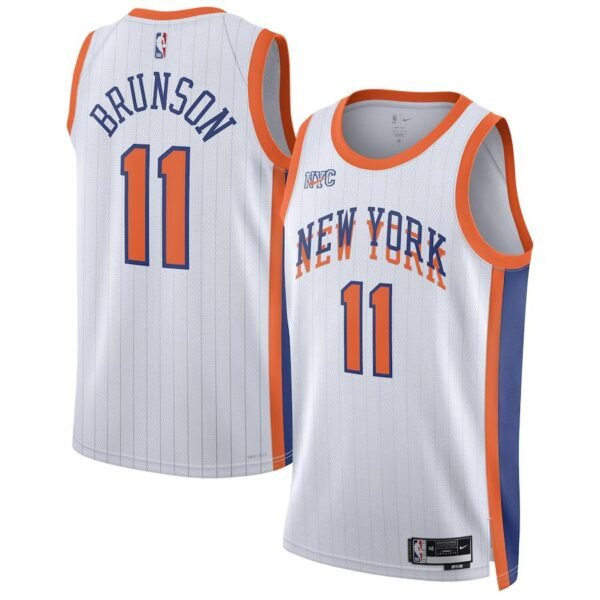 New York Knicks 2024-25 white orange, city edition brunson jersey