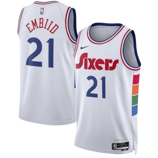 Philadelphia 76ers 2024-25 white, city edition embiid jersey