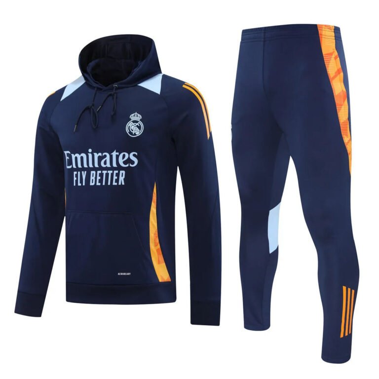 Real Madrid 2024-25 navy orange grey hoodie training suit