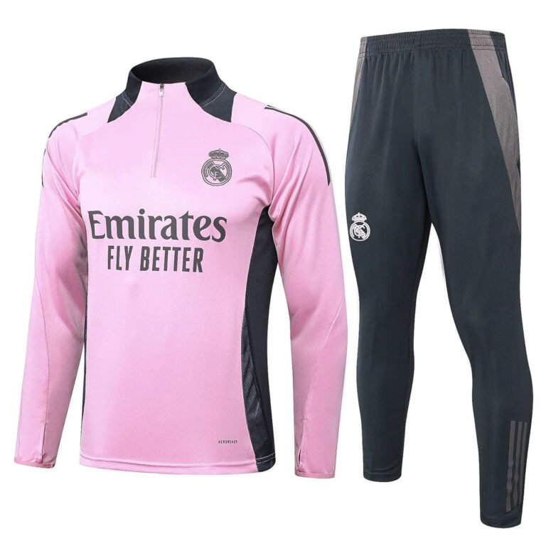 Real Madrid 2024-25 pink black grey kid training suit