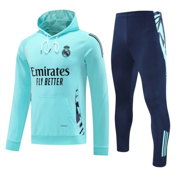 Real Madrid 2024-25, turquoise hoodie training suit