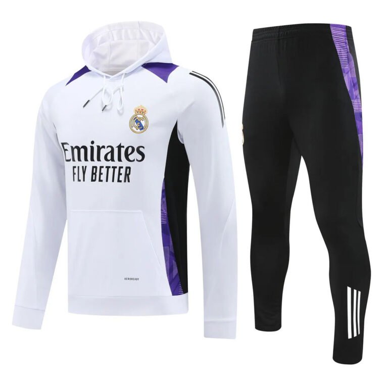 Real Madrid 2024-25 white black purple hoodie training suit