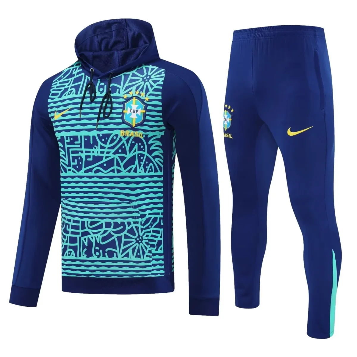 brazil 2024 green navy hoodie training suit 100