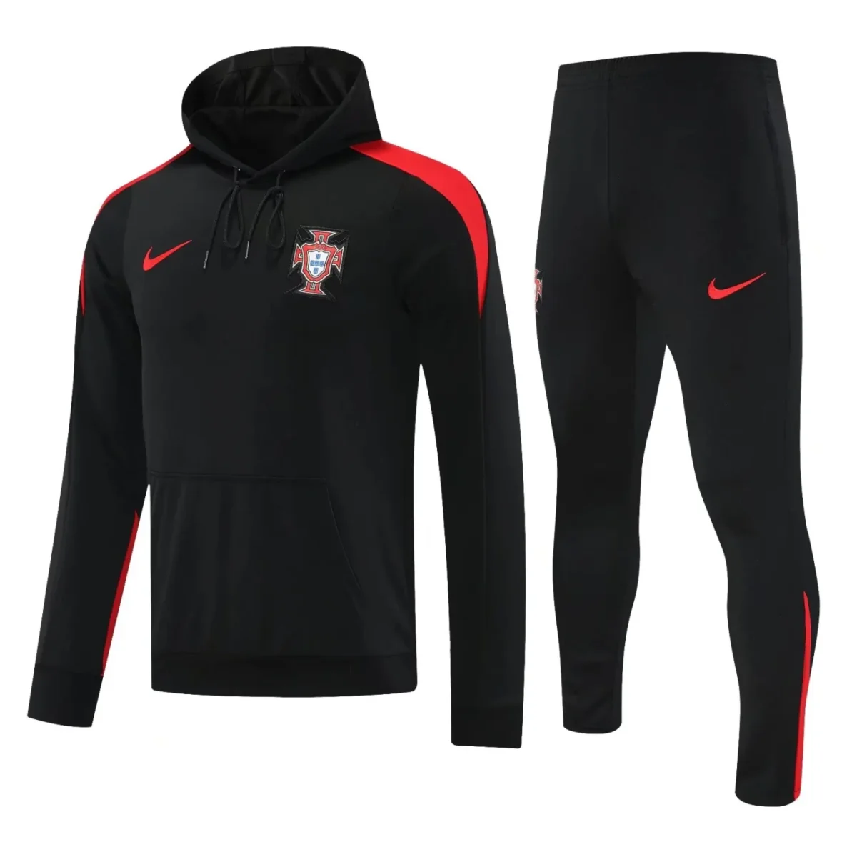 portugal 2025 black red hoodie training suit 100