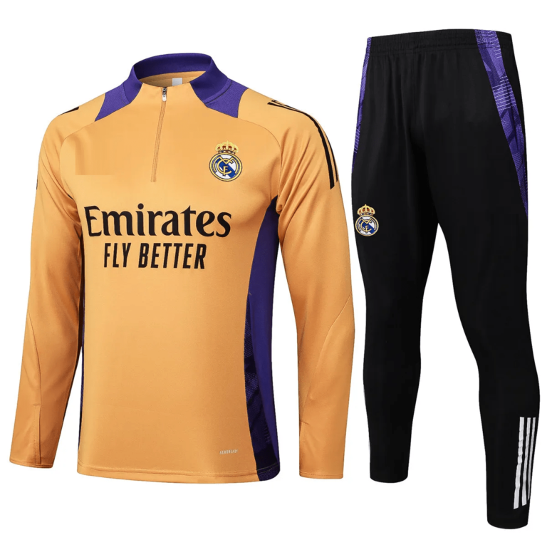 real madrid 2024 25 yellow black purple kid training suit 100