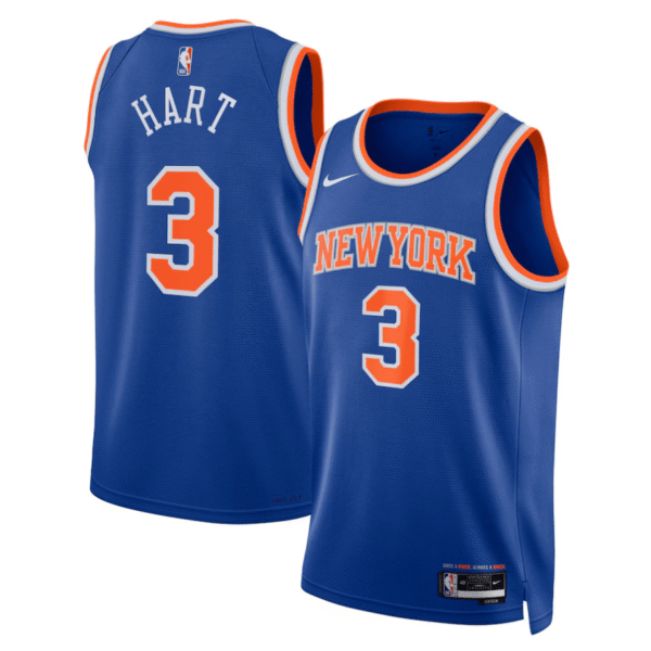 New York Knicks 2024-25 blue orange, icon edition Hart jersey