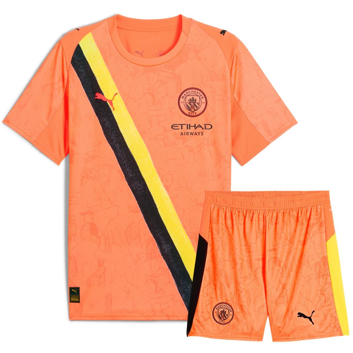 manchester city 2025 26 orange goalkeeper kid kit 100