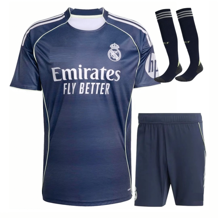 real madrid 2025 26 away full kid kit 100