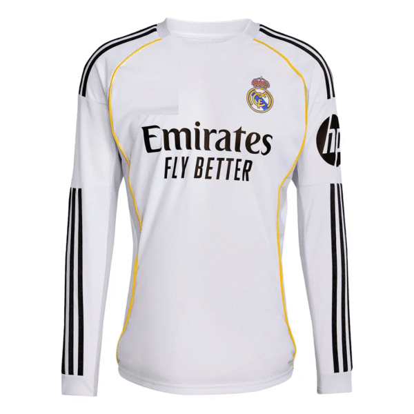 Real Madrid 2025-26 Home, Long Sleeve Jersey