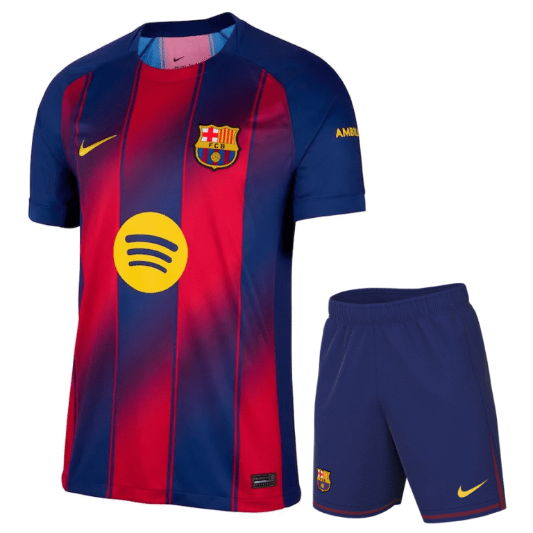 barcelona fc 2025 26 home kid kit 100